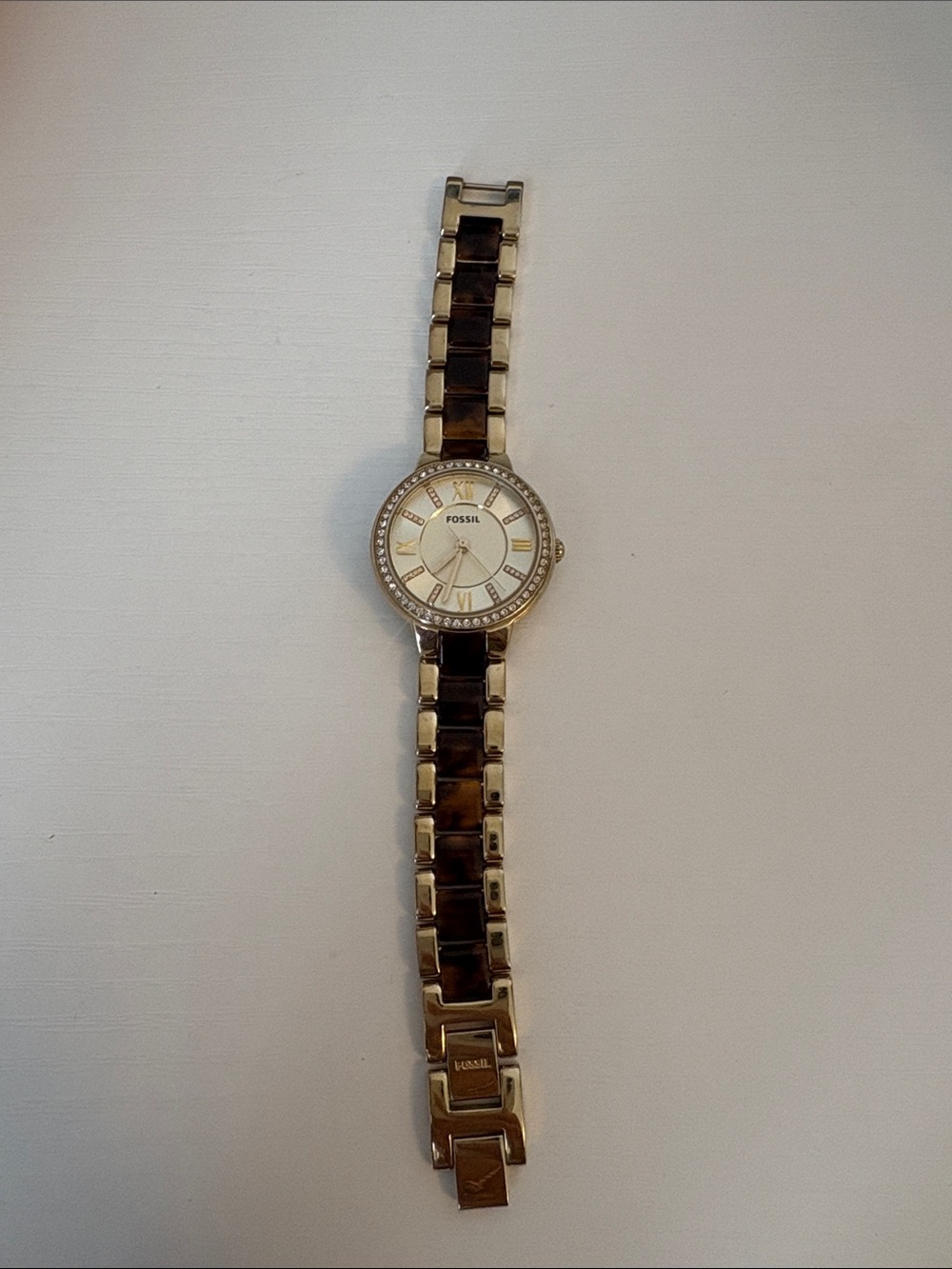 Fossil Two-Tone Gold and Brown Tortoiseshell Women's Bracelet Watch